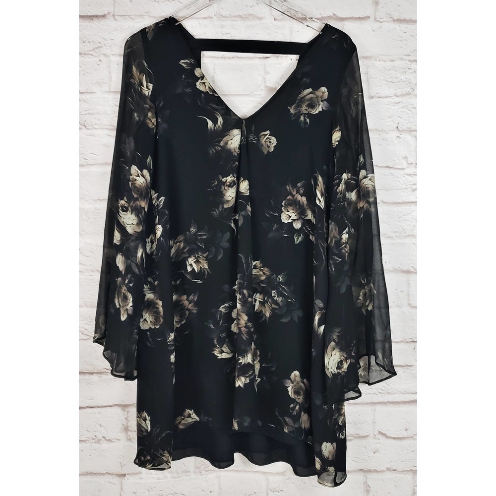 Chaser Women's English Roses Open-Back 100% Silk Mini Dress ~ Size Small - Picture 3 of 8